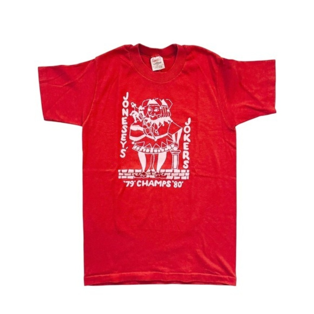 Vintage Single Stitch Red T Shirt‎ Jonesy's Jokers 1979 Champs 1980 Red Alice YL